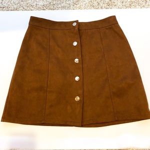 Brown Suede Button Down Skirt Size Large